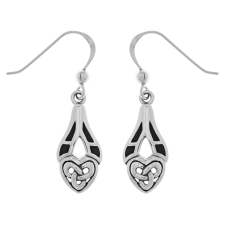 Jewelry Trends Celtic Trinity Heart Sterling Silver Dangle Earrings Created Black Onyx
