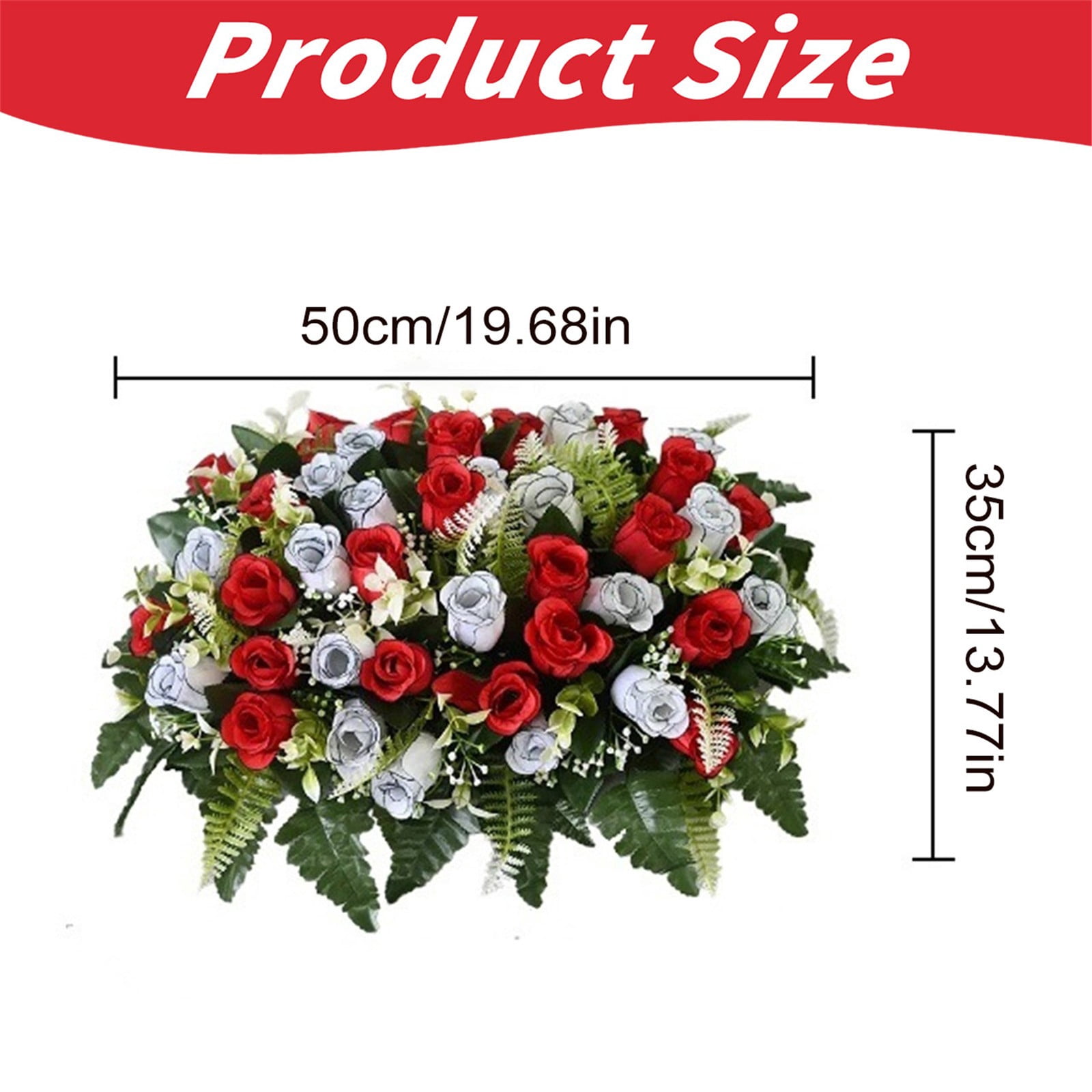 Artificial Rose Hydrangea Cemetery Flowers with Stable Foam Base, Realistic Silk Memorial Bouquet for Grave Decor, Fake Floral Arrangement for Headstone, Tribute Flowers for Outdoor Gravesite