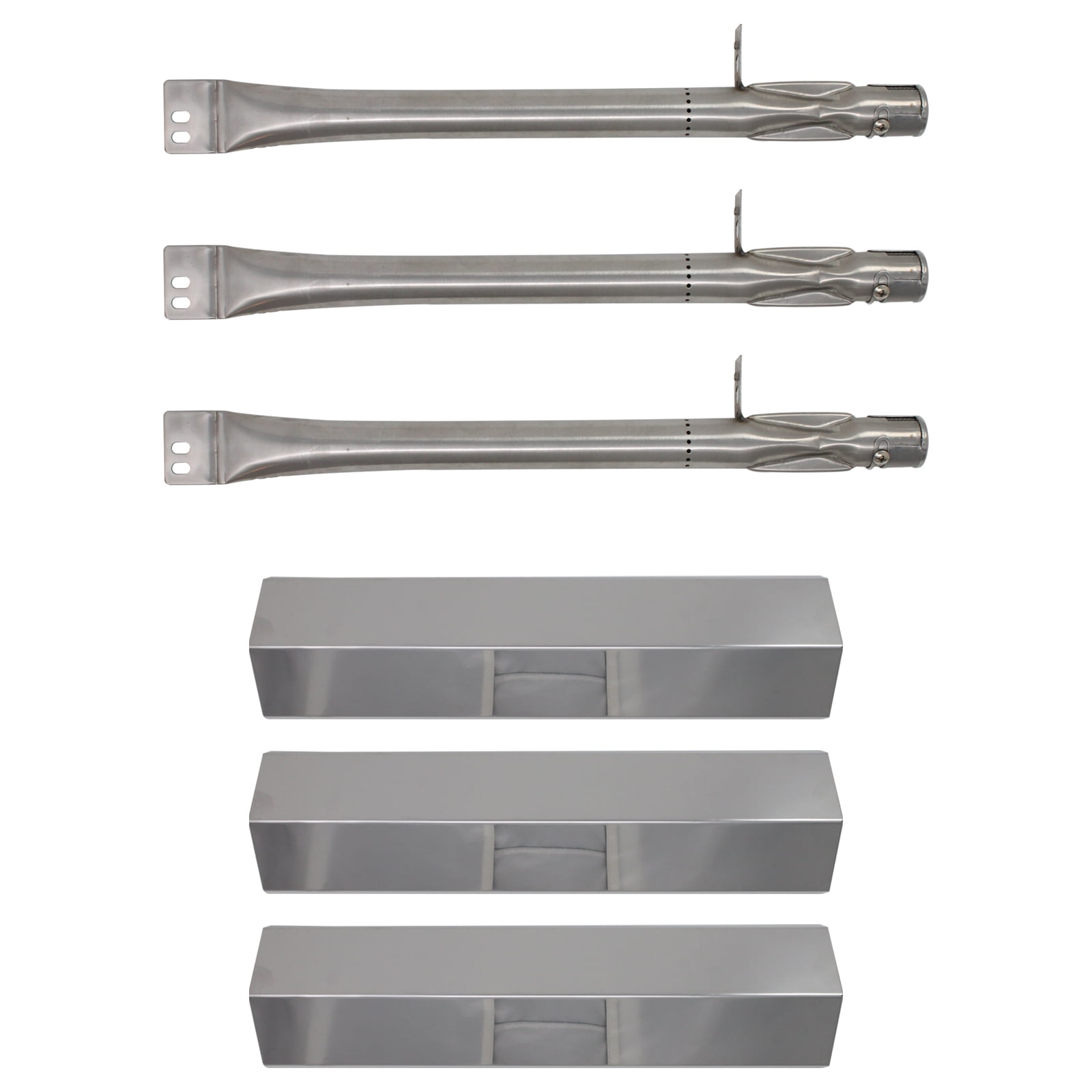 3Pack BBQ Gas Grill Tube Burner & Heat Shield Plate Tent Replacement Parts for Brinkmann 810