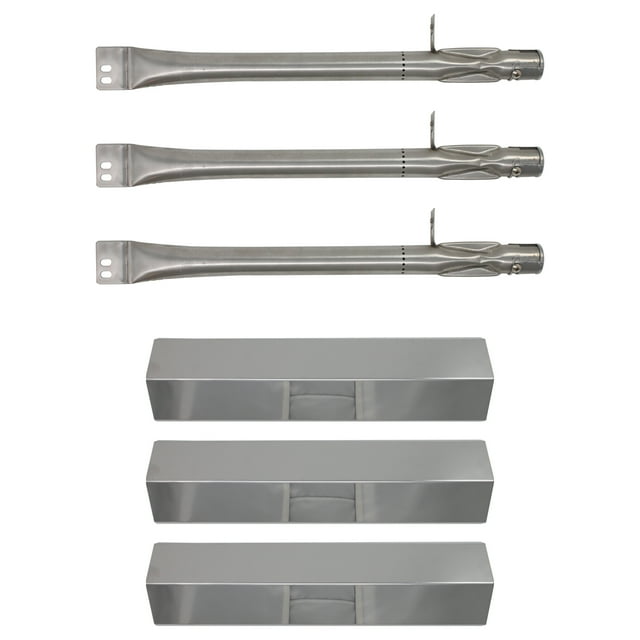 3Pack BBQ Gas Grill Tube Burner & Heat Shield Plate Tent Replacement Parts for Brinkmann 810