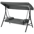 thumbnail image 1 of CoSoTower 3 Person Porch Swing Bench with Adjustable Canopy, Cushions, Pillows for Porch and Backyard, Dark Grey, 1 of 7