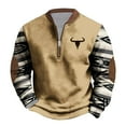 thumbnail image 3 of Feancey Half Zip Pullover for Men Western Vintage Crewneck Sweatshirts Aztec Print Raglan Long Sleeve Sweatshirt Cowboy Casual Oversized Winter Shirt Khaki S, 3 of 4