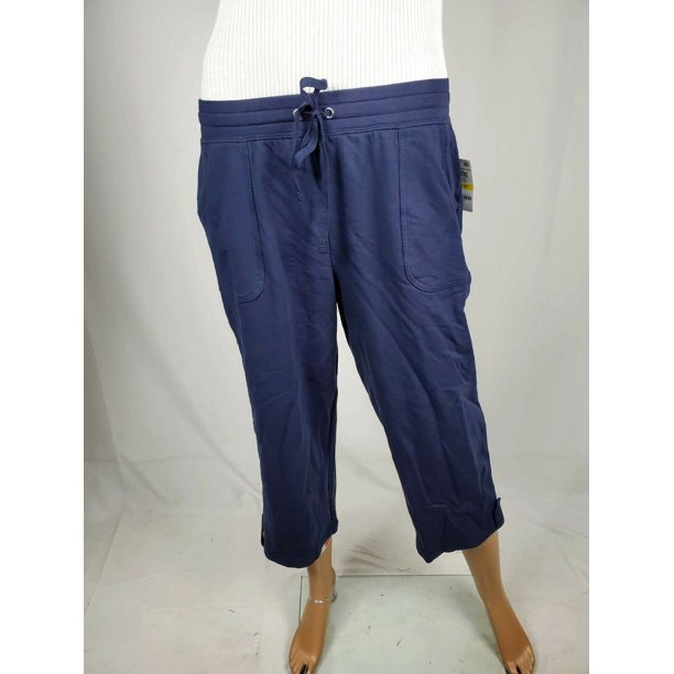 Karen Scott Sport Women Draw String Cotton Blue Pockets Stretch Pants