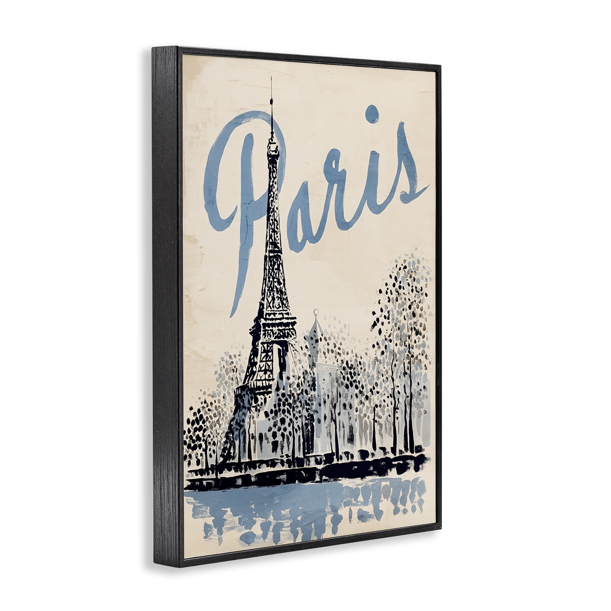 Stupell Industries Blue & Beige Paris Travel Black Framed Giclee Art, design by Annabelle Hall