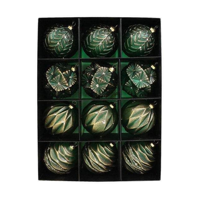 12 adornos navideños de bolas para árbol de Navidad de 3,15 pulgadas, suministros para fiestas Estilo B