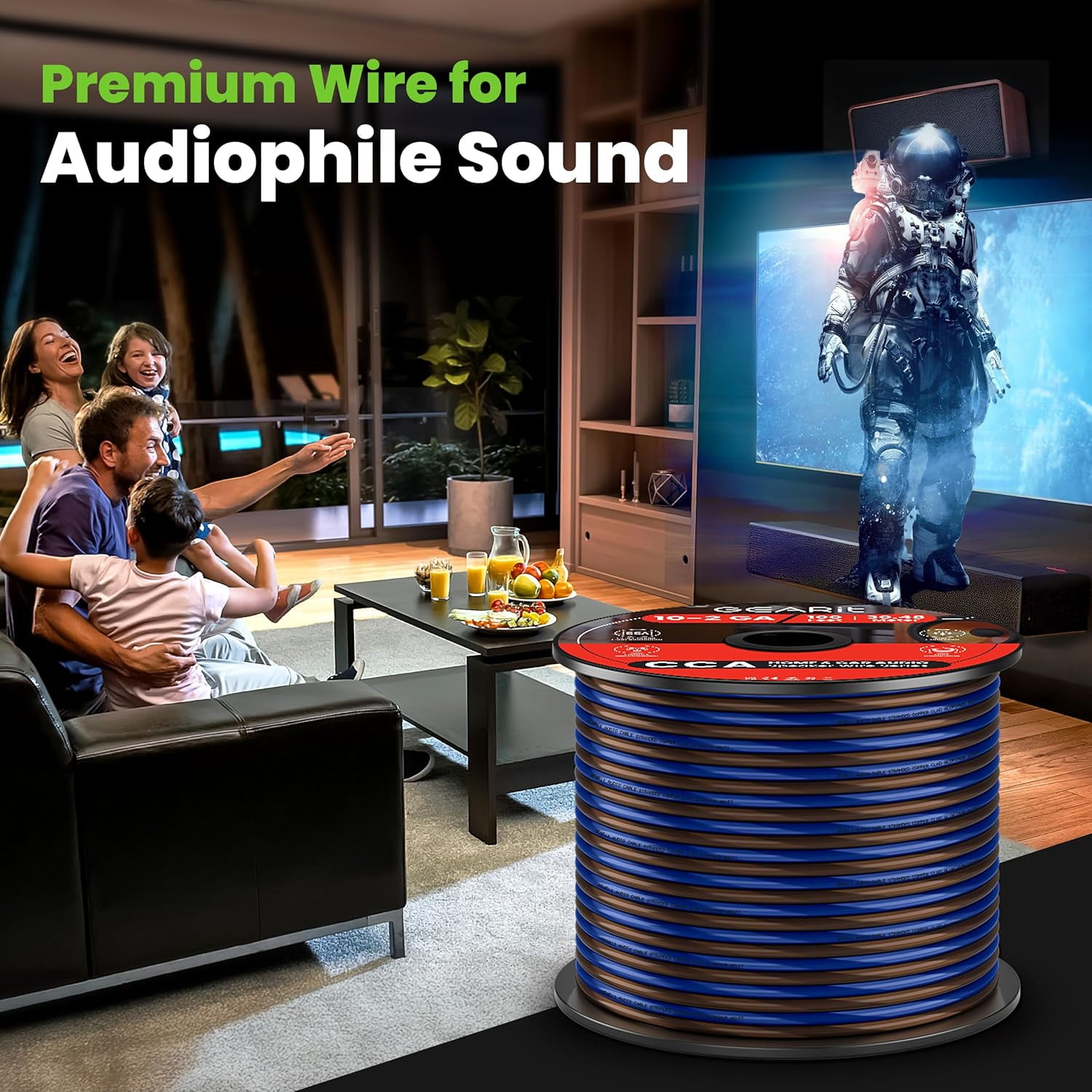 GearIT Pro Series 14 AWG Speaker Wire, Great Use for Home Theater and Car Audio, Black/Blue, 100 Feet / 30 Meters
