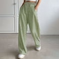 thumbnail image 2 of Delconic Women’s Striped High Waist Loose Fit Casual Pants with Elastic Waistband and Drawstring Relaxed Straight Leg Trousers Green L, 2 of 4