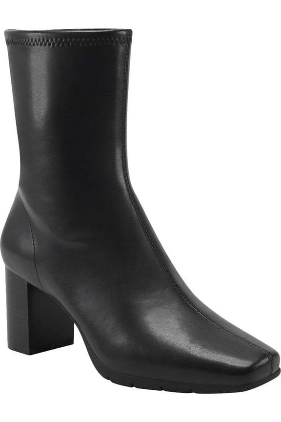 Women's Aerosoles Miley Square Toe Bootie Black Stretch Faux Leather 11 W