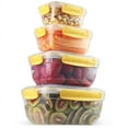 thumbnail image 3 of Superio Plastic Airtight Food Storage Containers, Set of 4 Sealed Clear Container Bowls with Lids, BPA Free, Rectangular, Yellow, 3 of 3