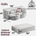thumbnail image 2 of Lyzwn 78" Full Size Floor Sofa, Folding Queen Sleeper Couch, Loveseat Sofa, Teddy Fabric Foam-Filled Sleeper Couch Bed, Fold Mattress Bed for Living Room, Guest Use, Office, Apartment, White, 2 of 9
