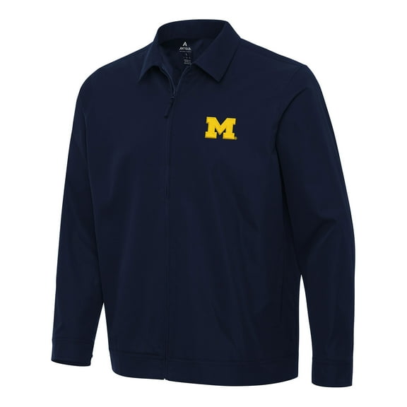 Men's Antigua  Navy Michigan Wolverines Pivot Full-Zip Jacket