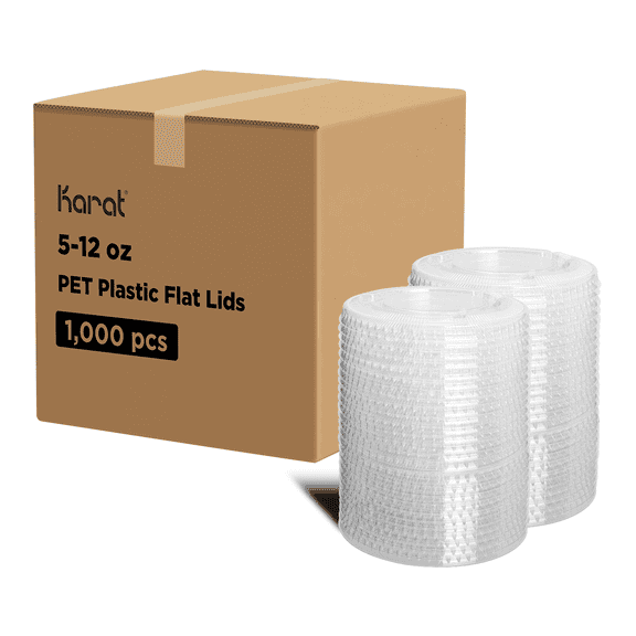 Karat 92mm PET Plastic Flat Lids - No Hole - 1,000 ct
