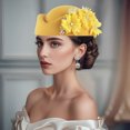 thumbnail image 5 of RUINIXCW Pillbox Church Hats for Women Pillbox Hat with Flowers British Hats Vintage Felt Berets Fascinator Tea Party Hat Cap, 5 of 9