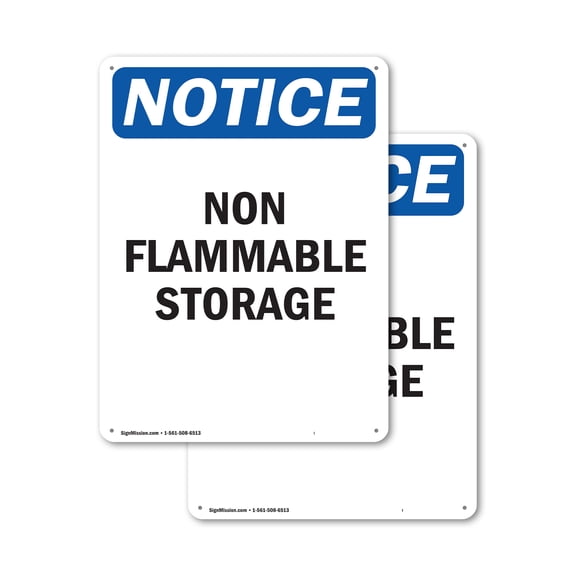 (2 Pack) Non Flammable Storage OSHA Notice Sign 12 Inch X 18 Inch Indoor / Outdoor Rust-Free Aluminum Metal Signs for Workplace, Workshop, and Construction Site, Made in the USA