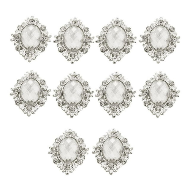 Rongfmy 10pc Oval Crystal Rhinestone Button Flatback Wedding Embellishment Sewing Crafts Clear