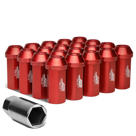 J2 Engineering LN-T7-005-125-RD J2 Engineering 7075 -T6 Forged Aluminum M12 x 1.25 20Pcs 50mm Close -End Lug Nut w/ Socket Adapter ( Red )