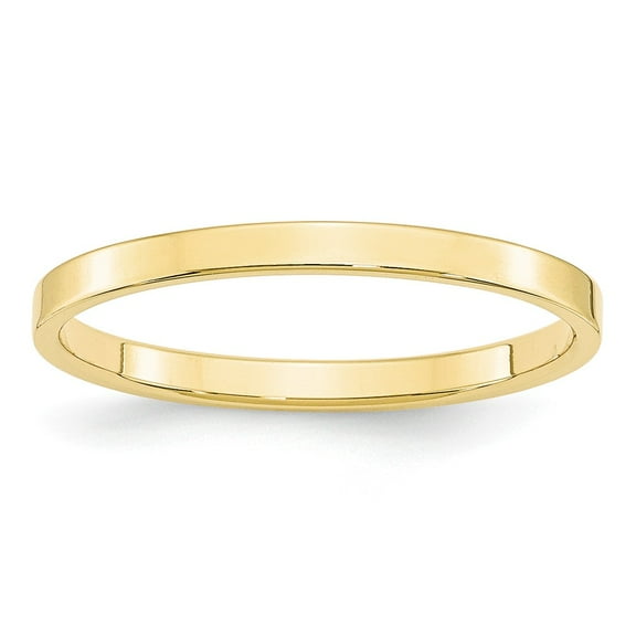 10k Yellow Gold 2mm Lightweight Flat Wedding Band Size 10
