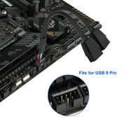 2 Pack Motherboard 9 Pin USB 2.0 to Dual 9 Pin Extension Splitter, Motherboard USB Splitter 9 Pin Header Cable, USB2.0 Header Splitter for Internal Computer Motherboard (Braided Black)