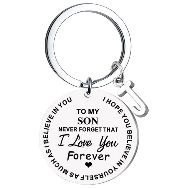 Llaveros para mujer, llavero de billetera, llavero de auto, llavero DIY para mi hijo, llavero de acero inoxidable con apellido de 26 letras, 2,5 cm, decoraciones de moda