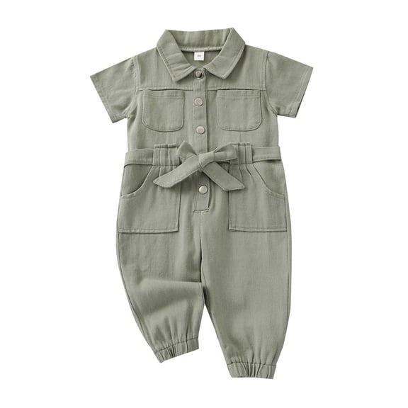 MZXELPRJD Baby Girls' One-piece Rompers Girls 3 T Boys Clothing Sets Denim Jumpsuit Roll-up Cuff Design Summer Casual Boys White Outfit Baby New Years Outfit Boy Size 10-12 Girls Clothes Sets