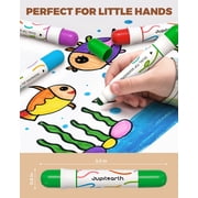 Jupitearth 24Ct Vibrant Washable Dual Tip Markers with Portable Case,Broad & Round Tip,Easy-Grip Design for Little Hands,Art Supplies