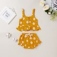 thumbnail image 3 of LMTODLFG Baby Boy Clothes Toddler Baby Girls Ruffles Floral Printed Suspenders Tops+Shorts Outfits Baby Boy Gifts Yellow 2-3 Years, 3 of 7