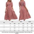 thumbnail image 2 of Vestido Plisado De Mujer Vestido plisado de mujer con mangas abullonadas, vestido de fiesta informal con columpio grande (ladrillo-rojo XL) Ygjytge para Mujer Púrpura T M, 2 of 6