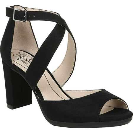 

Women s Life Stride Allison Strappy Sandal Black Eco Microsuede 9 W