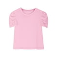 thumbnail image 5 of Efsteb Summer Shirts for Girls Fashion Puff Short Sleeve Tops Round Neck Casual Solid Color Tunic Tshirt (Pink,9 Years), 5 of 9