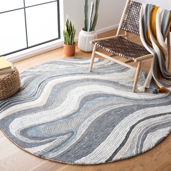 Safavieh Soho Stanice Abstract Area Rug, Gray/Ivory, 6' x 6' Round