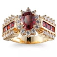 thumbnail image 4 of Blue / Red AAA Cubic Zircon Oval Ring Women's 14KT Yellow Gold Filled Size 6-10, 4 of 6