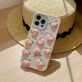 thumbnail image 5 of Case for iPhone 15,Cute 3D Kawaii Phone Cases Funny Peach Pink Cartoon Cover with Keychain Soft Silicone Gel Drop Protection Case Women Girls for iPhone 15, 5 of 7