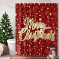 thumbnail image 4 of Shower Curtain 72"W x 84"L Merry Christmas Golden Snowflake Polka Dots Red Fabric Shower Curtains Set with Hooks Water Repellent Bathroom Curtains Machine Washable Bathroom Accessories, 4 of 9