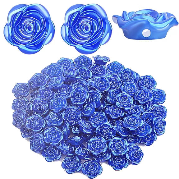 100pcs Lovely Rose Flower Spacer Beads ABS Plastic Roseflower Shape Loose Beads Bulk Craft Accessories for DIY Bracelets Earrings Jewelry Making Supplies Decoration, Light Blue