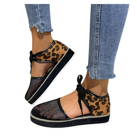 

Cathalem Women s Fashion Casual Breathable Shoes Leopard-Print Lace-up Sandals Women s sandals Big Toe Sandals for Women Black 6.5