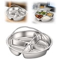 thumbnail image 1 of Plateau de Service Divisé en Acier Inoxydable, Assiette Sectionnelle pour Collations avec Poignée, Plateau Vapeur à Compartiments Multiples, Plat de Service pour Fêtes à la Maison, Rassemblements, Camping, Pique-Niques, B, 1 of 5