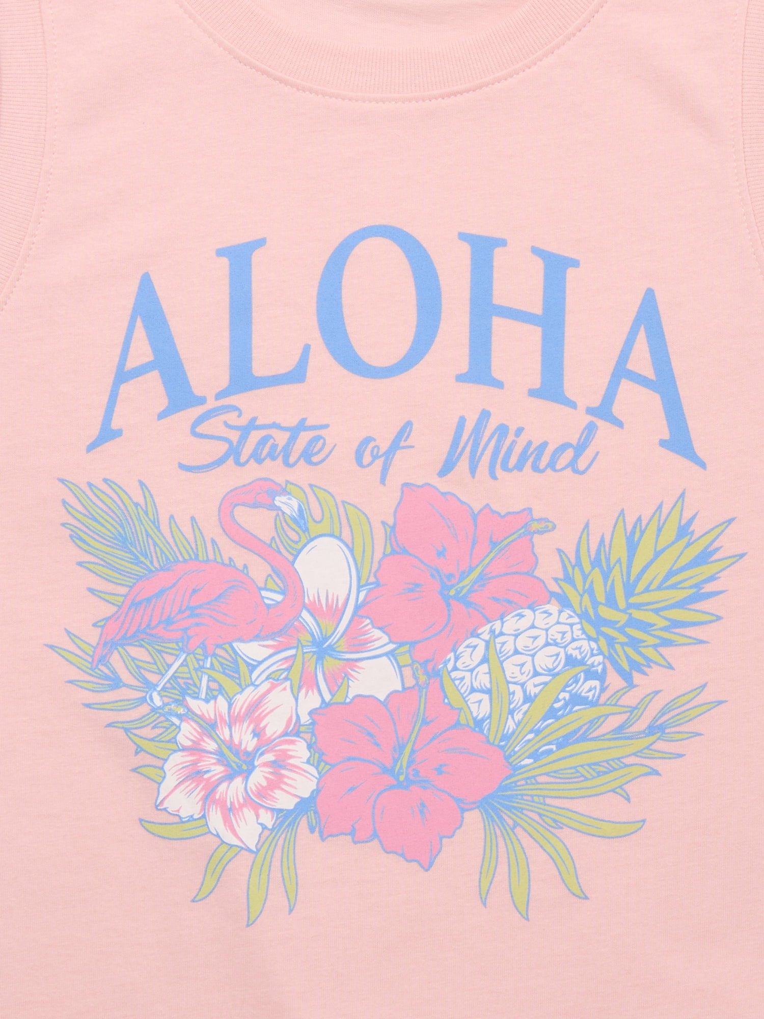 Wonder Nation Aloha State Of Mind, Girls Graphic Crew Neck Tank Top, Sizes 4-18 & Plus