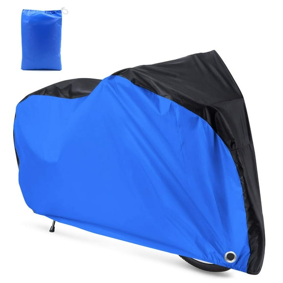 190T Housse de Vélo Roctee Imperméable Anti-Poussière Anti-UV Couverture de Vélo de Montagne avec Sac de Rangement, 78.7''(L) * 27.6''(W) * 43.3''(H) pour la Taille XL, Portable et Durable (Noir et Bleu)