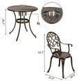 thumbnail image 7 of Topcobe 3-Piece Outdoor Bistro Set, Dining Table Set of Table and Chairs with Ice Bucket, European Style Cast Aluminum Outdoor Patio Furniture, Bronze, 7 of 7