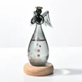 thumbnail image 1 of Botella de pronóstico del tiempo con forma de gota de agua de cristal transparente con forma de corazón de tormenta, adorno de base de madera líquida para decoración del hogar, boda, regalo artesanal, 1 of 5