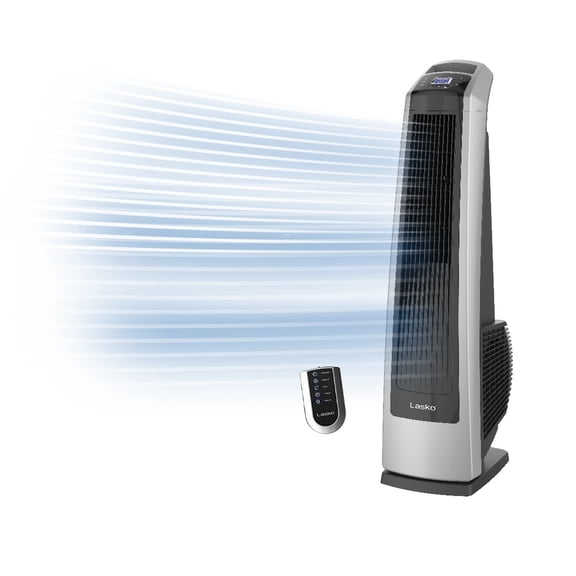 Lasko 35" High Velocity Oscillating Tower Fan with Remote Control, 3 Speeds, 7-Hour Timer, Black, U35115
