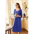 thumbnail image 3 of Ekouaer Nightgown for Women Long Nightshirt Maxi Sleepshirts V Neck Loungewear 3/4 Sleeve Sleepwear Full Length Sleep Dress, 3 of 5