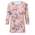 thumbnail image 5 of JTZGDY Floral Shirts for Women Dressy Casual Summer 3/4 Lenght Sleeve Round Neck Graphic T-Shirts Tops Loose Fit Comfy Tunic Blouse Hot Pink XL, 5 of 5