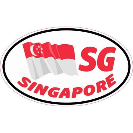 5in  x 3in Oval SG Singapore Flag Sticker Vinyl Luggage Decal Car