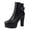 2Black, variant on Women's Platform Heels Round Toe Ankle Boots with Side Zipper Buckle Ankle Straps Fashion Leather Solid Color Pumps Shoes for Party Dress