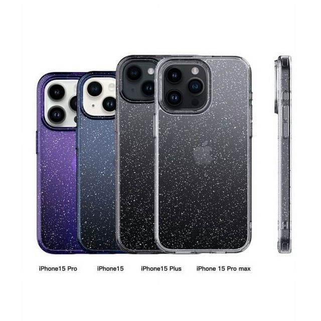 Suitable for 15 Case Glitter Clear Glitter Shockproof Protective Phone Cases Sparkle Bling Anti-Scratch Hard PC Back Soft
