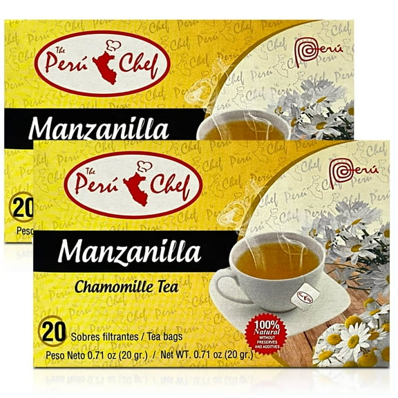 Peruchef Te de Manzanilla 2 Pack | 40 Peruvian Chamomile Tea Bags 1.42 oz