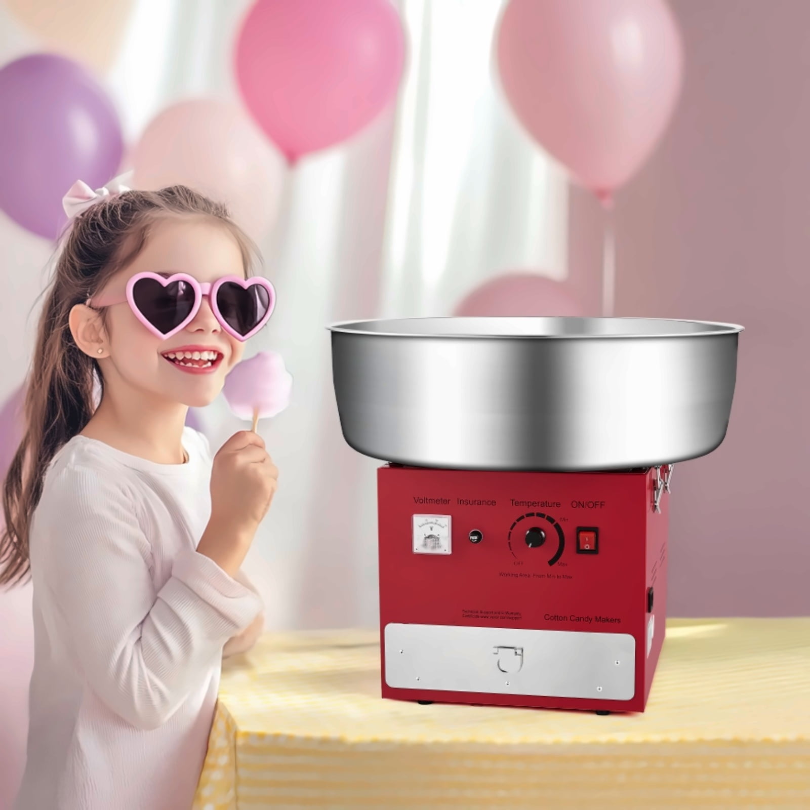 Cotton Candy Machine Commercial 1000W Floss Maker for Parties - Red