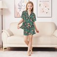 thumbnail image 6 of FORMRS Niños Short Sleeve Top and Pants Pajama Set Unisex Satin 2-Piece Sleepwear, Sizes 11-12Y, Green Vibrant Forest Pattern, 6 of 8