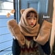 thumbnail image 2 of Bufanda de invierno de una pieza con capucha para padres e hijos, lindas orejas de oso, gorro acolchado cálido, bufanda y guantes, conjunto de tres piezas, 2 of 5